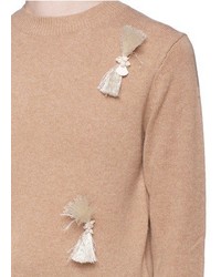 3.1 Phillip Lim Fringe Embellisht Wool Yak Cashmere Sweater