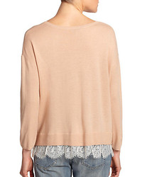 Joie Hilano Lace Trimmed Sweater