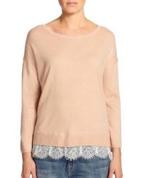 Joie Hilano Lace Trimmed Sweater