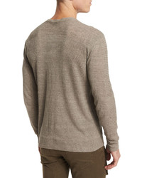 Belstaff Kester Ribbed Sleeve Crewneck Linen Sweater Chino Melange