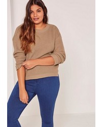 Missguided Plus Size Brown Crew Neck Sweater