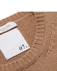 Valentino Slim Fit Studded Camel Hair Sweater