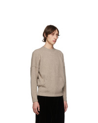 Giorgio Armani Tan Cashmere And Silk Kangaroo Pocket Sweater