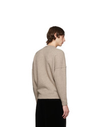 Giorgio Armani Tan Cashmere And Silk Kangaroo Pocket Sweater