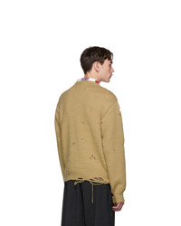 Bed J.W. Ford Tan Wool Bolo Crew Sweater