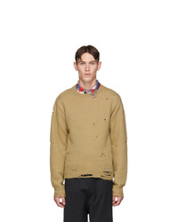 Bed J.W. Ford Tan Wool Bolo Crew Sweater