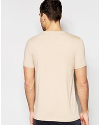 Asos Brand Muscle T Shirt With Crew Neck In Beige Marl