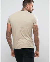 Asos Crew Neck T Shirt With Pocket In Beige