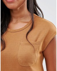 Glamorous Suede T Shirt With Pocket Detail