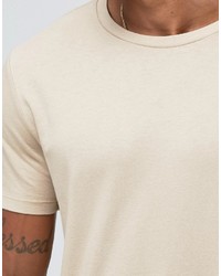 Asos T Shirt With Crew Neck In Beige