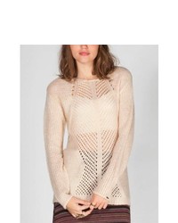 Dex Crochet Inset Hi Low Sweater Natural In Sizes Medium X Small Small Large For 232491423