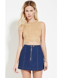 Forever 21 Cutout Faux Suede Crop Top