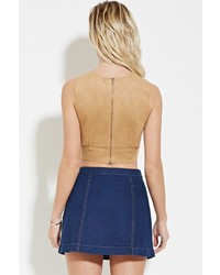 Forever 21 Cutout Faux Suede Crop Top