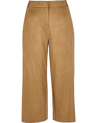 River Island Brown Faux Suede Culottes