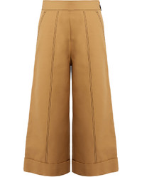 MSGM Contrast Stitch Wide Leg Cropped Trousers