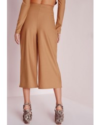 Missguided High Waisted Crepe Culottes Camel