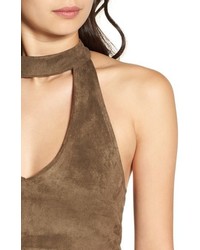 Missguided Faux Suede Cutout Crop Top