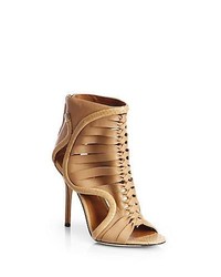 Rachel Roy Leith Leather Snakeskin Open Toe Ankle Boots Nude