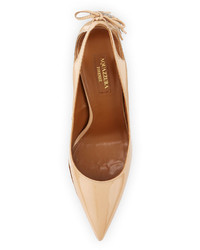 Aquazzura Forever Marilyn Patent Leather Cutout Pump Nude