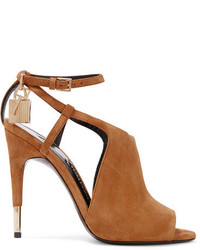 Tom Ford Cutout Suede Sandals Tan