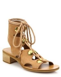 See by Chloe Edna Cutout Suede Lace Up Sandals