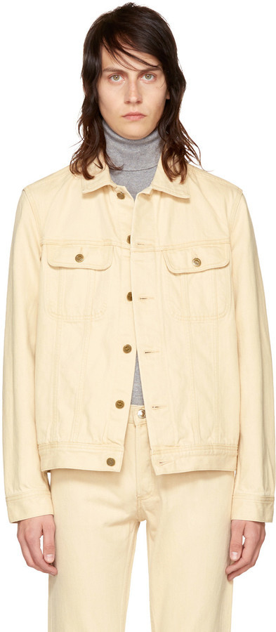 A.P.C. Beige Denim Benjamin Jacket, $122 | SSENSE | Lookastic