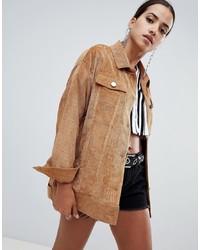 Missguided Cord Trucker Jacket In Brown