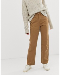 Weekday Row Slim Straight Jeans With Organic Cotton In Camel