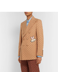Gucci Gg Monogram Single Breasted Suit Jacket In Beige, ModeSens