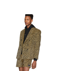 Noah NYC Brown Leopard Double Breasted Blazer