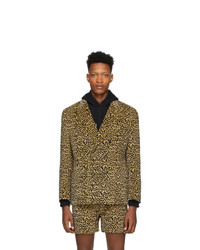 Noah NYC Brown Leopard Double Breasted Blazer