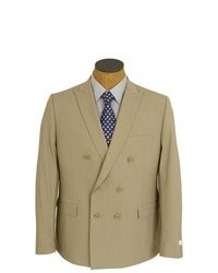 Calvin Klein Double Breasted Tan Pinstripe Slim Fit Suit