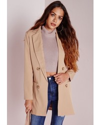 Missguided Double Breasted Blazer Camel