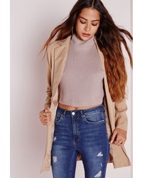 Missguided Double Breasted Blazer Camel