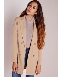 Missguided Double Breasted Blazer Camel