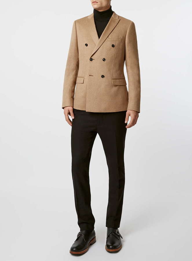 Topman Limited Edition Camel Hair Double Breasted Blazer, $400