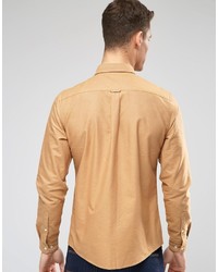 Asos Brand Oxford Shirt In Camel With Long Sleeves In Regular Fit
