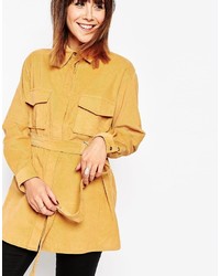 Asos Collection Megan X Tops Belted Longline Shirt In Cord