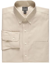 New Traveler Slim Fit Wrinkle Free Pinpoint Solid Long Sleeve Buttondown Dress Shirt