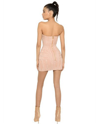 Balmain Suede Bustier Dress With Structured Hips