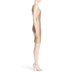 Herve Leger Woodgrain Metallic Foil Dress