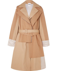 Koché Paneled Cotton Jersey Twill And Hammered Satin Trench Coat
