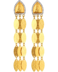 Gurhan 24k Small Diamond Tasseled Moon Drop Earrings