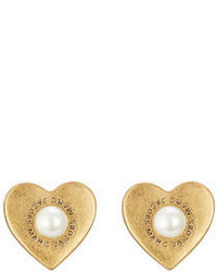 Marc Jacobs Heart Earrings With Faux Pearls