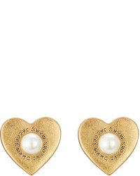 Marc Jacobs Heart Earrings With Faux Pearls