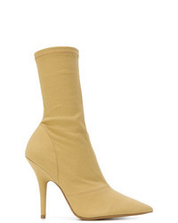 Tan Elastic Ankle Boots