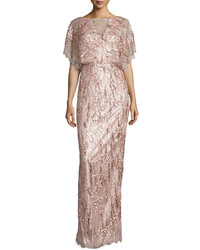 Talbot Runhof Loma Embellished Dolman Sleeve Gown Oyster