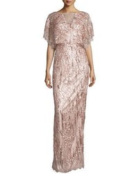 Talbot Runhof Loma Embellished Dolman Sleeve Gown Oyster