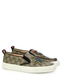 Gucci Embellished Gg Supreme Canvas Skate Sneakers
