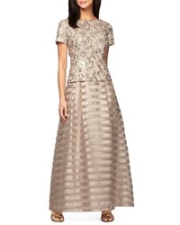 Alex Evenings Embellished Tulle Mock Two Piece Gown